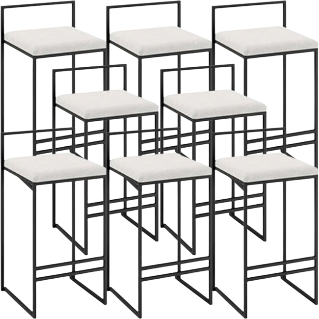 Modern Backrest Armless Counter Stool Iron Kitchen Bar Stool with Cushion and Pedal