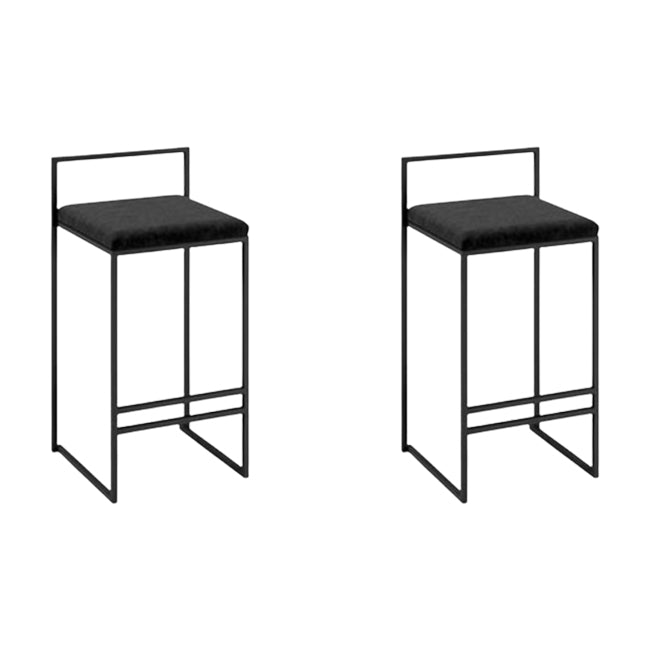 Modern Backrest Armless Counter Stool Iron Kitchen Bar Stool with Cushion and Pedal