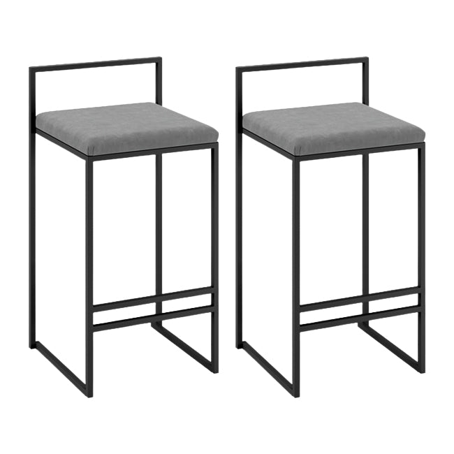 Modern Backrest Armless Counter Stool Iron Kitchen Bar Stool with Cushion and Pedal