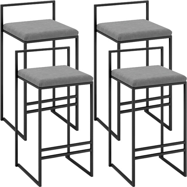 Modern Backrest Armless Counter Stool Iron Kitchen Bar Stool with Cushion and Pedal