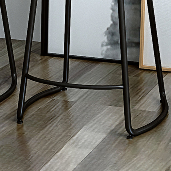 Modern Armless Backless Counter Stool Iron Dining Room Bar Stool with Wooden Seat