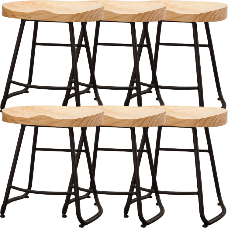 Modern Backless Armless Counter Stool Iron Cafe Bar Stool with Seat and Pedal