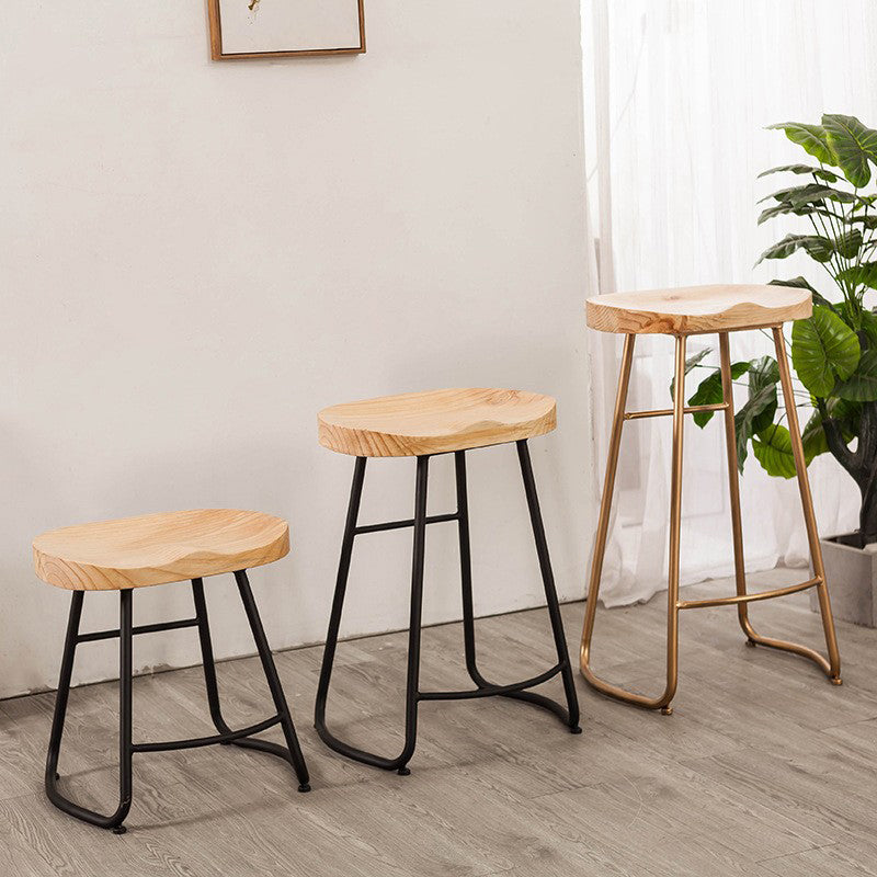 Modern Backless Armless Counter Stool Iron Cafe Bar Stool with Seat and Pedal