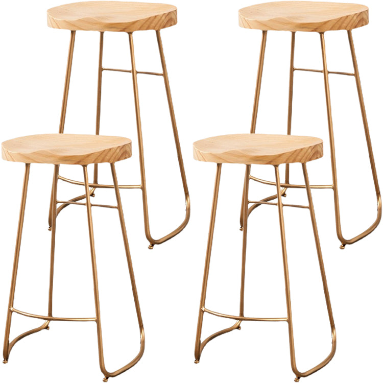 Modern Backless Armless Counter Stool Iron Cafe Bar Stool with Seat and Pedal