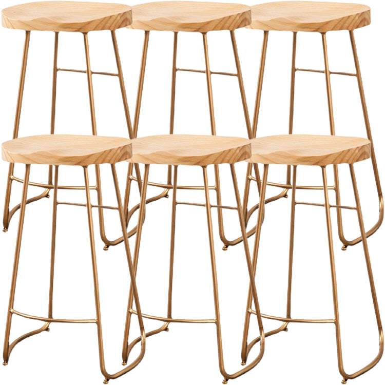 Modern Backless Armless Counter Stool Iron Cafe Bar Stool with Seat and Pedal