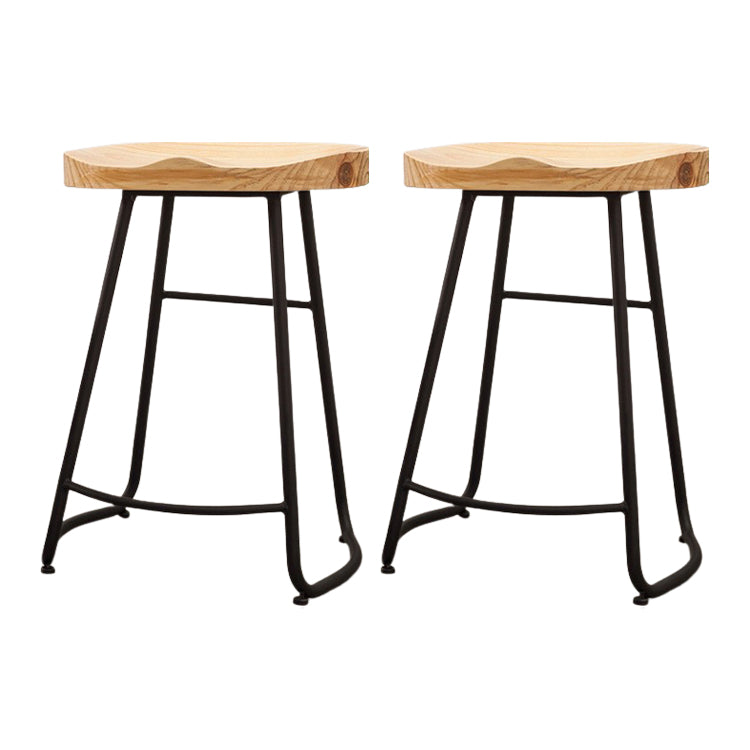 Modern Backless Armless Counter Stool Iron Cafe Bar Stool with Seat and Pedal