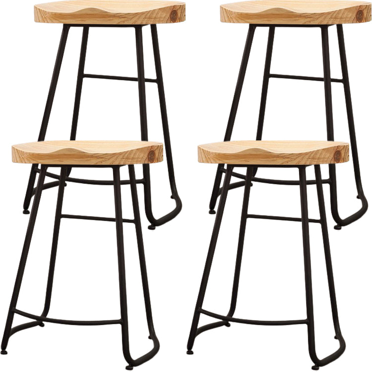 Modern Backless Armless Counter Stool Iron Cafe Bar Stool with Seat and Pedal