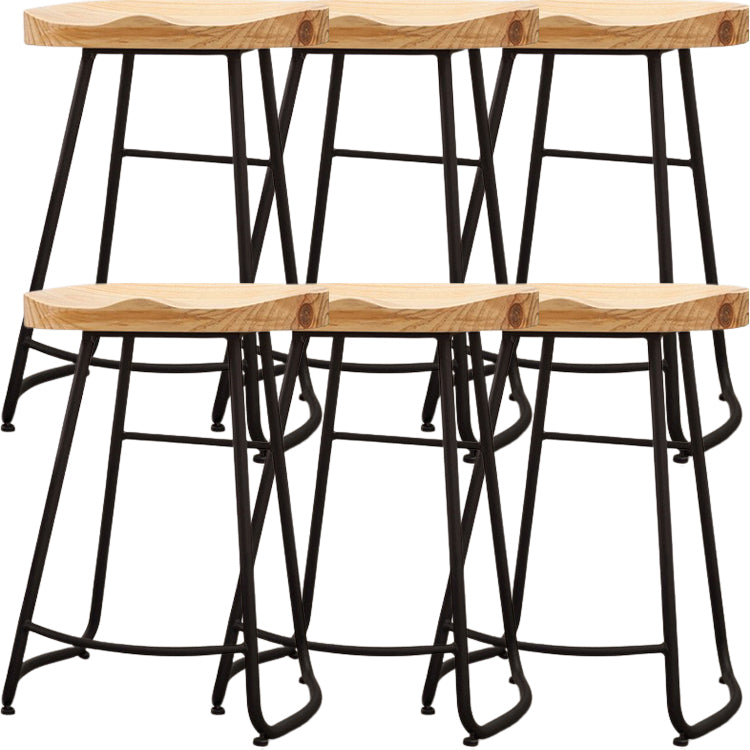 Modern Backless Armless Counter Stool Iron Cafe Bar Stool with Seat and Pedal