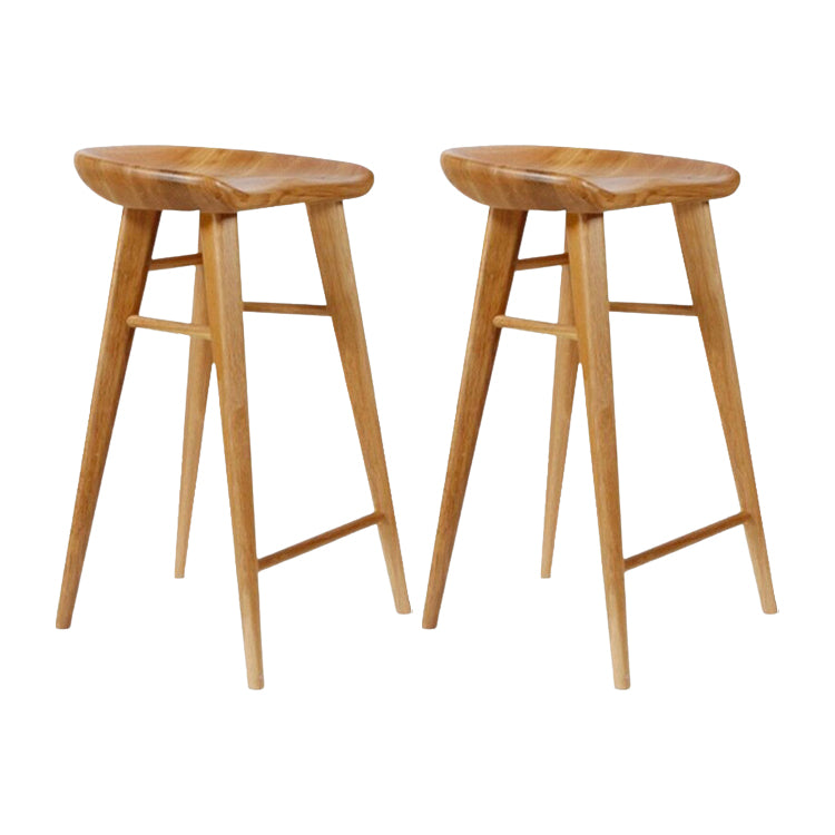 Solid Wood Contoured Seat Counter-height Stool Modern Footrest Bar Stool