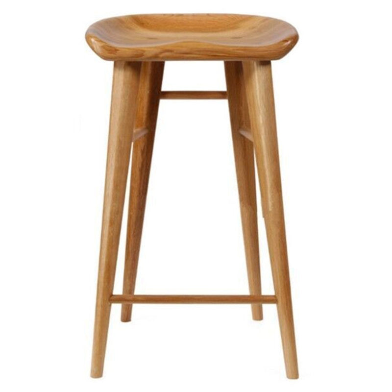 Solid Wood Contoured Seat Counter-height Stool Modern Footrest Bar Stool