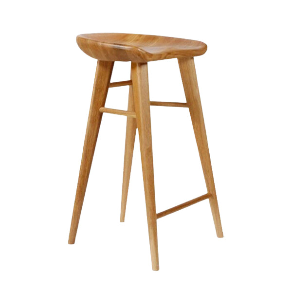 Solid Wood Contoured Seat Counter-height Stool Modern Footrest Bar Stool