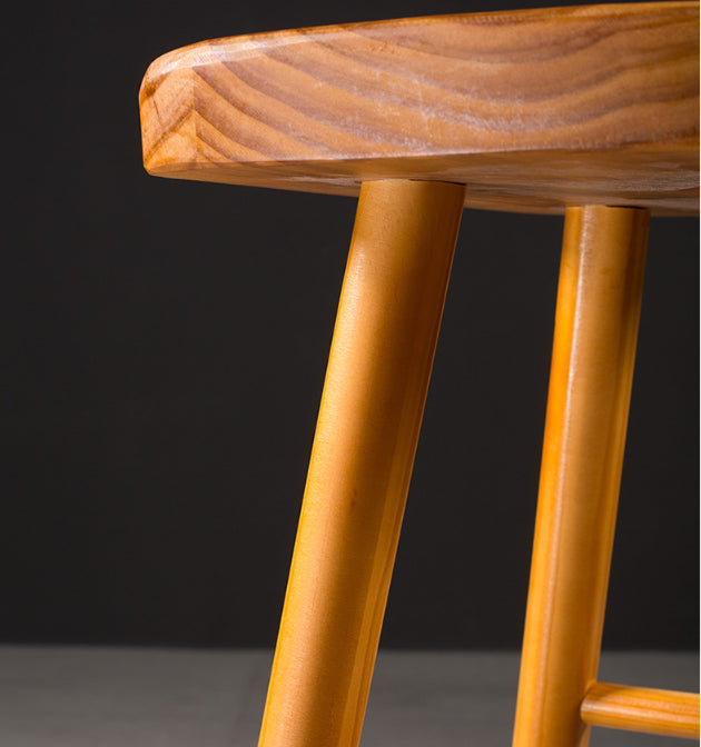 Solid Wood Contoured Seat Counter-height Stool Modern Footrest Bar Stool