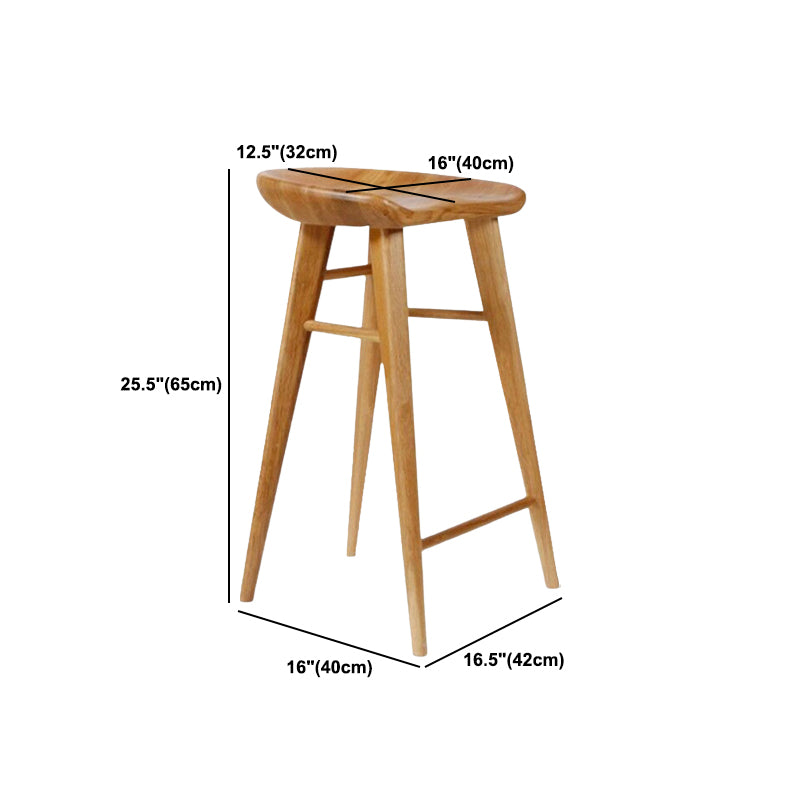 Solid Wood Contoured Seat Counter-height Stool Modern Footrest Bar Stool