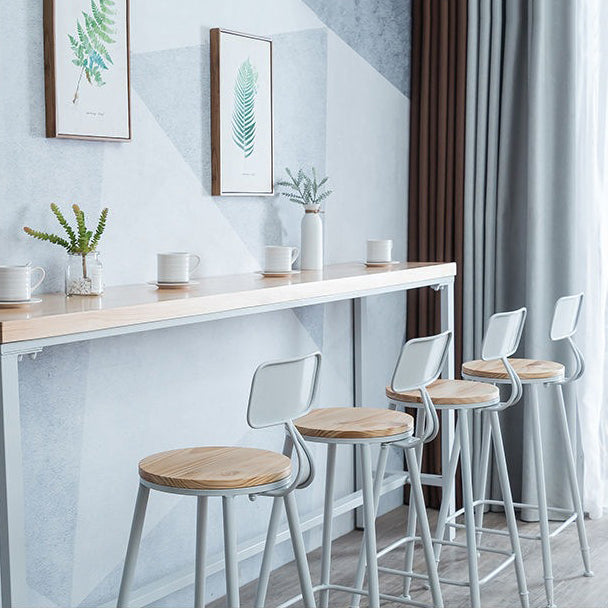 Luxury Rectangle Solid Wood Bar Table Set 1/5 Pieces Counter Table with White Stools