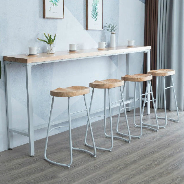Luxury Rectangle Solid Wood Bar Table Set 1/5 Pieces Counter Table with White Stools