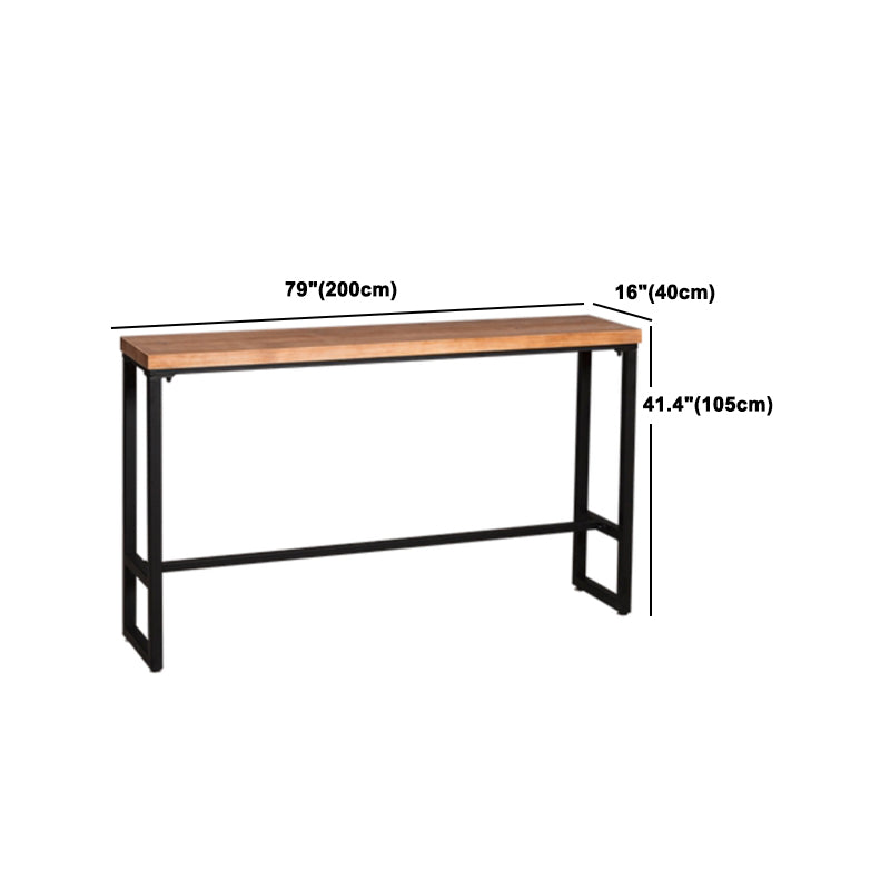 1/4/5/7 Pieces Industrial Iron Bar Table Set Rectangle Pine Wood Bistro Set with Footrest