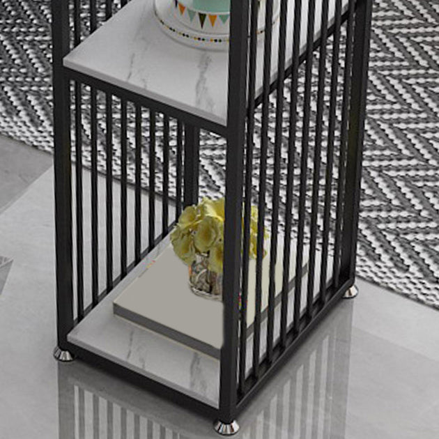 1/3 Pieces Glam Iron Bar Table Set Rectangle Stone Top Bistro Set with Shelf