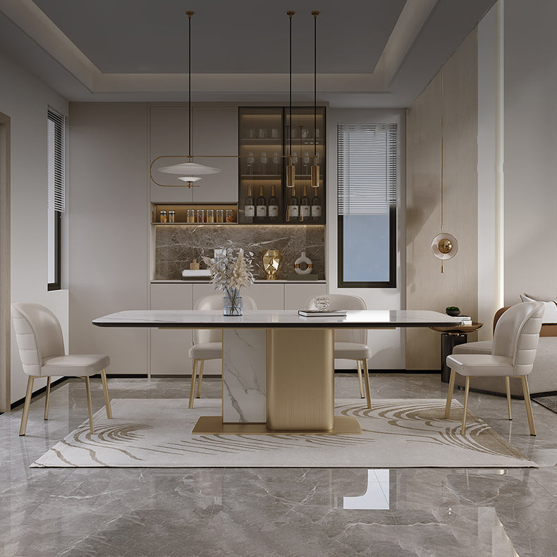 Nordic Glam Style Sintered Stone Rectangle Table Set 1/4/5/7 Pieces Dining Set