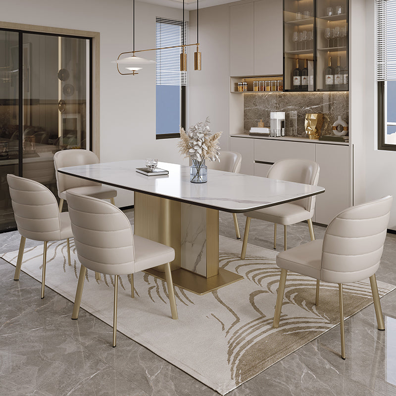 Nordic Glam Style Sintered Stone Rectangle Table Set 1/4/5/7 Pieces Dining Set