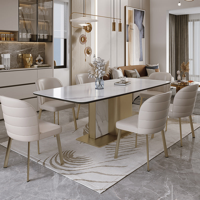 Nordic Glam Style Sintered Stone Rectangle Table Set 1/4/5/7 Pieces Dining Set