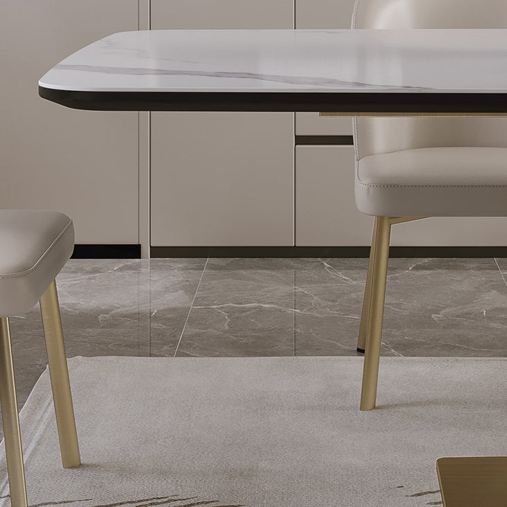 Nordic Glam Style Sintered Stone Rectangle Table Set 1/4/5/7 Pieces Dining Set