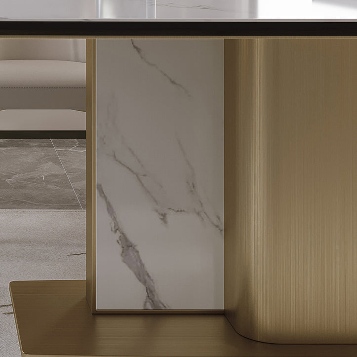 Nordic Glam Style Sintered Stone Rectangle Table Set 1/4/5/7 Pieces Dining Set