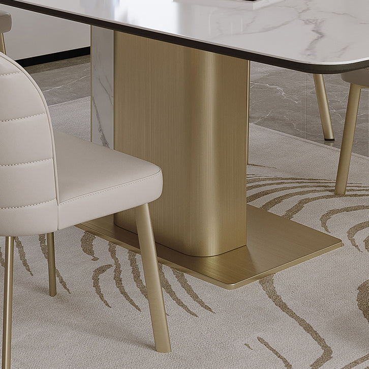 Nordic Glam Style Sintered Stone Rectangle Table Set 1/4/5/7 Pieces Dining Set