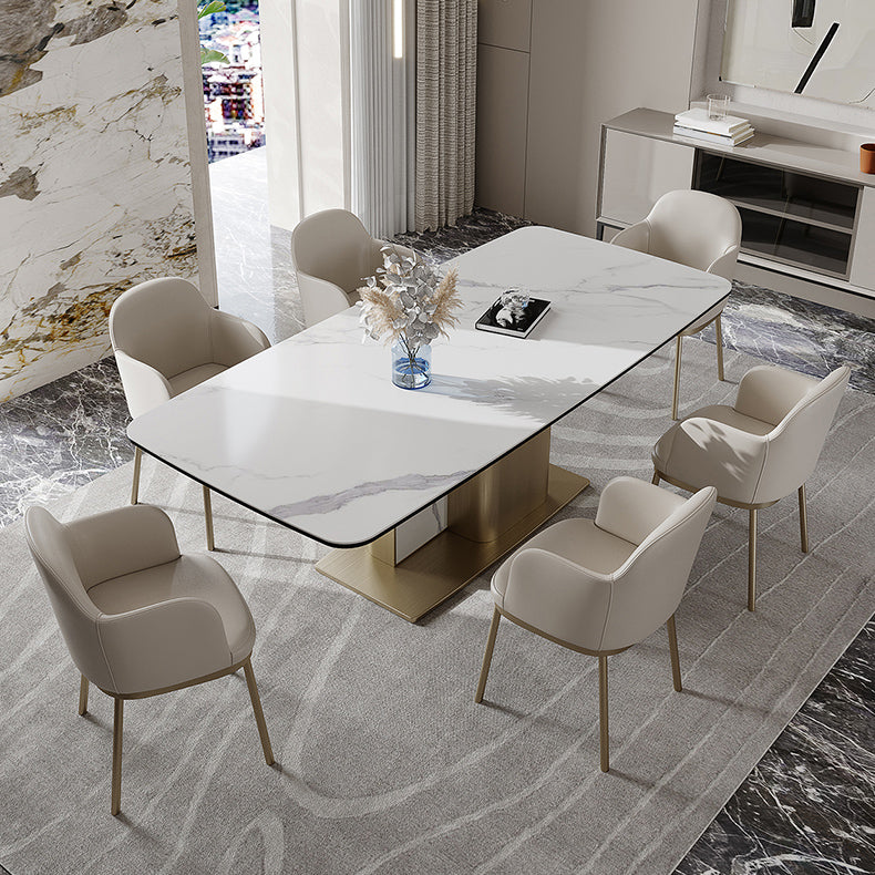 Nordic Glam Style Sintered Stone Rectangle Table Set 1/4/5/7 Pieces Dining Set