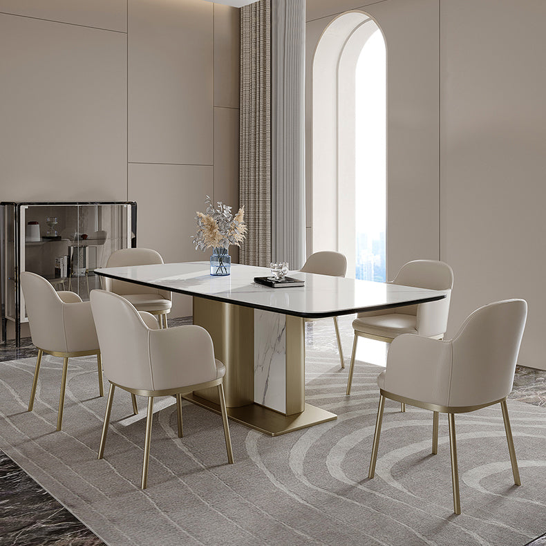 Nordic Glam Style Sintered Stone Rectangle Table Set 1/4/5/7 Pieces Dining Set