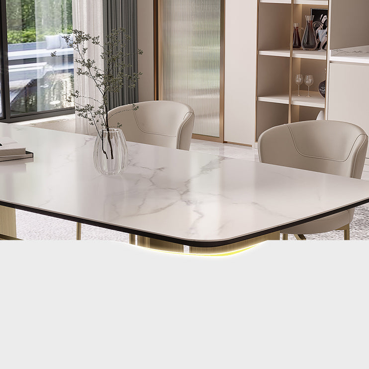 Nordic Glam Style Sintered Stone Rectangle Table Set 1/4/5/7 Pieces Dining Set for Home