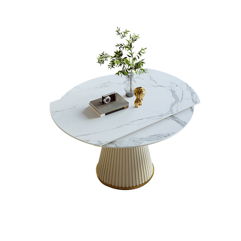 Scandinavian Round Dining Table Sets 1/4/5/7 Pieces Leather Dining Table and Chairs