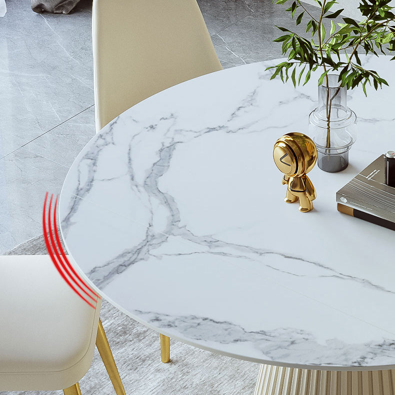 Scandinavian Round Dining Table Sets 1/4/5/7 Pieces Leather Dining Table and Chairs