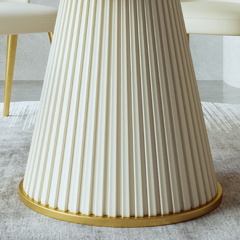 Scandinavian Round Dining Table Sets 1/4/5/7 Pieces Leather Dining Table and Chairs