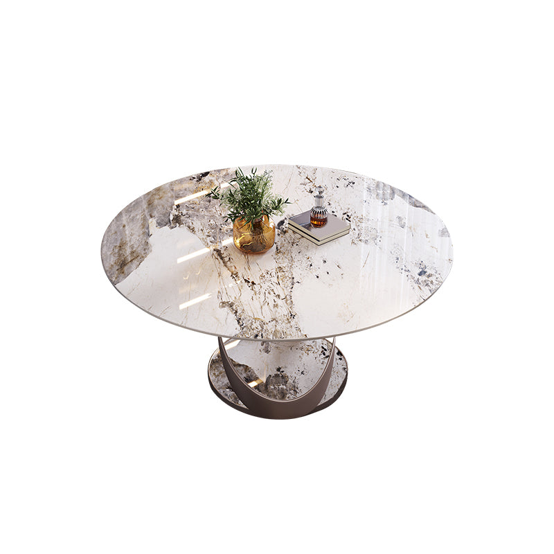 Nordic Glam Sintered Stone Round Table Set 1/4/5/7 Pieces Dining Set for Kitchen