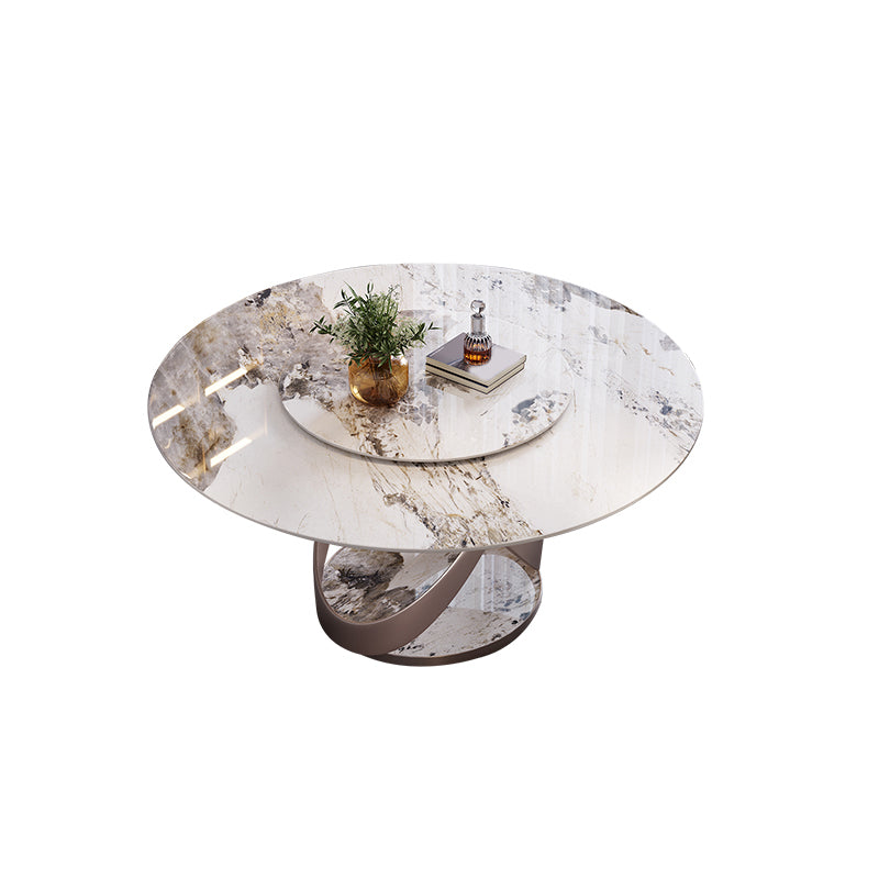 Nordic Glam Sintered Stone Round Table Set 1/4/5/7 Pieces Dining Set for Kitchen