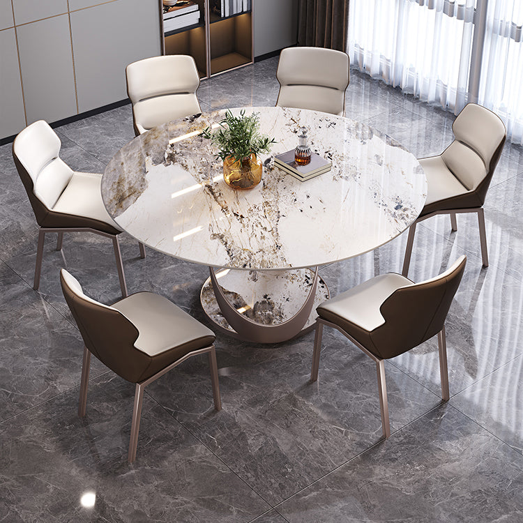 Nordic Glam Sintered Stone Round Table Set 1/4/5/7 Pieces Dining Set for Kitchen