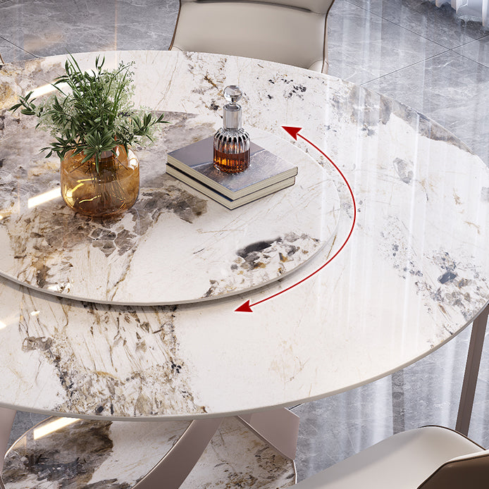 Nordic Glam Sintered Stone Round Table Set 1/4/5/7 Pieces Dining Set for Kitchen