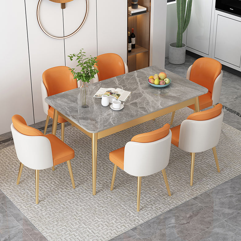 Contemporary Rectangle Dining Table Set 1/2/5/7 Pieces Stone Top Dinette Set