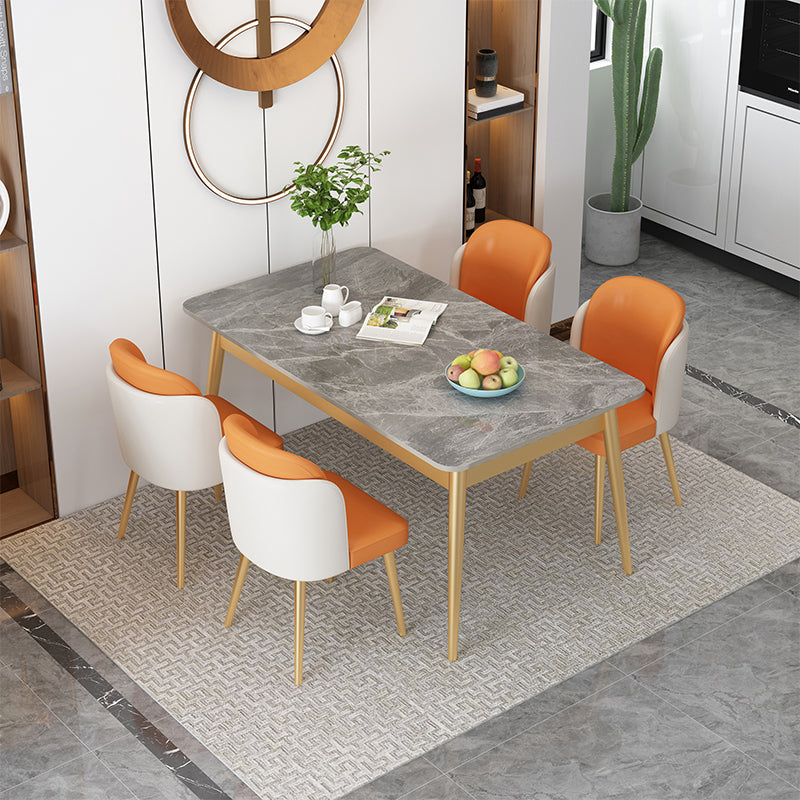 Contemporary Rectangle Dining Table Set 1/2/5/7 Pieces Stone Top Dinette Set