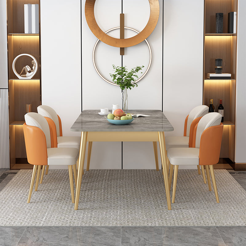 Contemporary Rectangle Dining Table Set 1/2/5/7 Pieces Stone Top Dinette Set