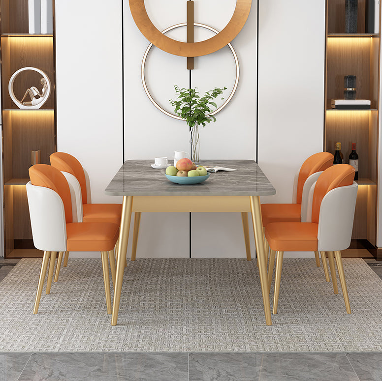 Contemporary Rectangle Dining Table Set 1/2/5/7 Pieces Stone Top Dinette Set