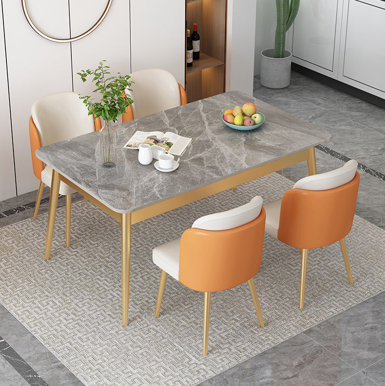 Contemporary Rectangle Dining Table Set 1/2/5/7 Pieces Stone Top Dinette Set