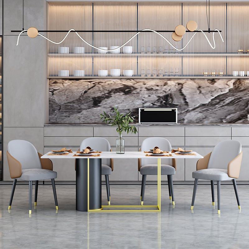 Nordic 1/5 Pieces Dining Set Rectangle Stone Dining Table for Dining Room Kitchen