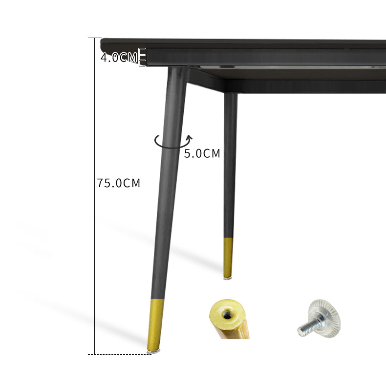 Modern Stone Top Dinette Set 1/2/4/5/7 Pieces Rectangle Dining Table Set in Black