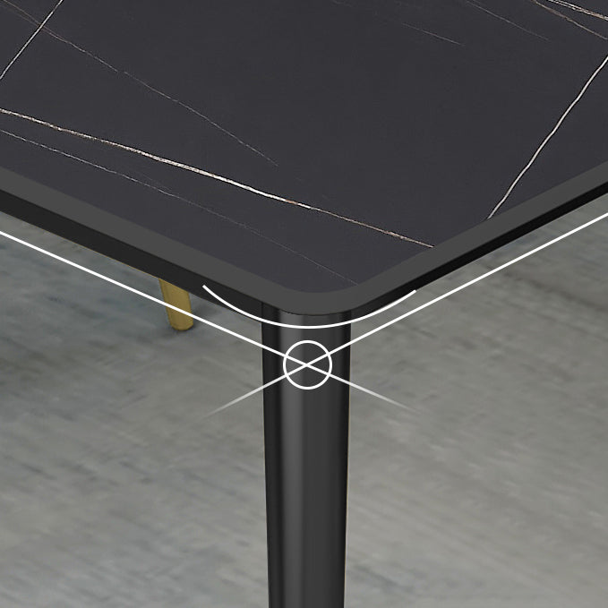 Modern Stone Top Dinette Set 1/2/4/5/7 Pieces Rectangle Dining Table Set in Black