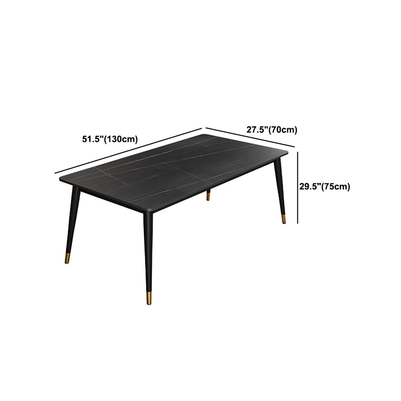 Modern Stone Top Dinette Set 1/2/4/5/7 Pieces Rectangle Dining Table Set in Black