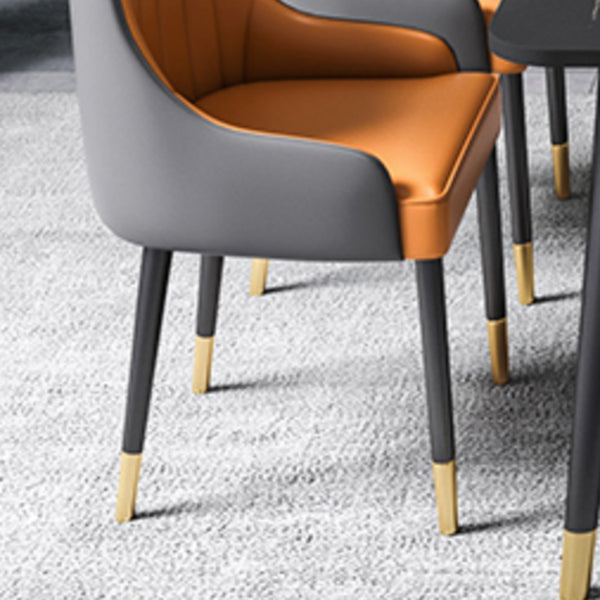 Black Rectangle Dining Table Set 1/2/5/7 Pieces Stone and Metal Dinette Set