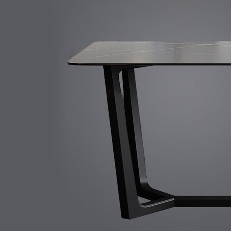 Industrial Sintered Stone Table for Restaurant Rectangle Dining Table with Trestle Base