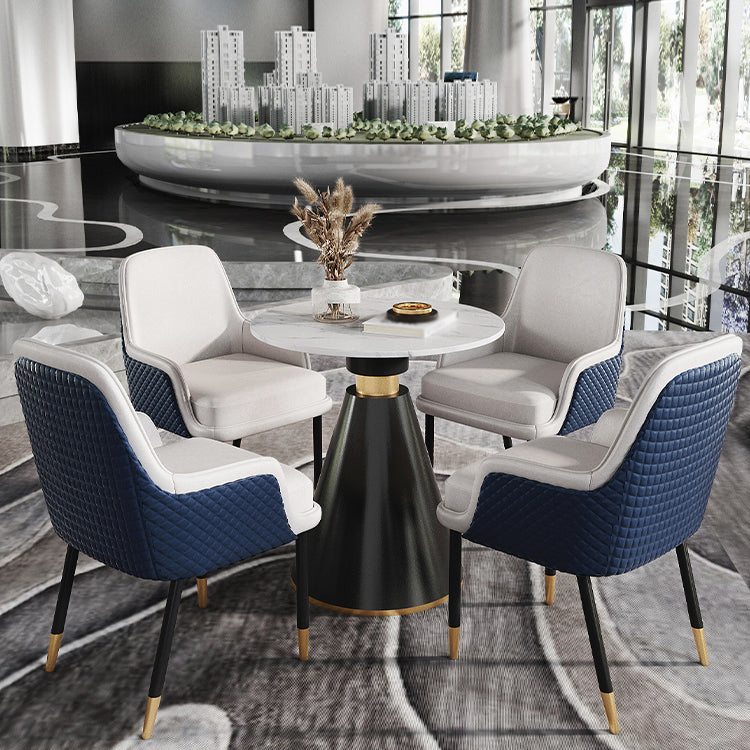 Metal Modern Round Indoor Table Sintered Stone Top Table for Kitchen and Dining Room