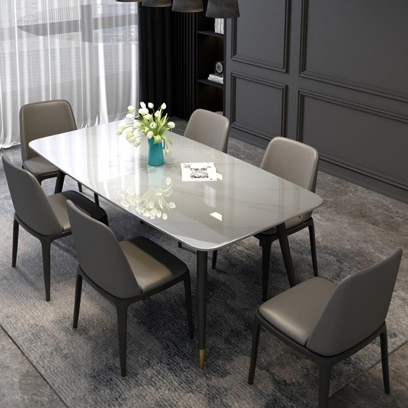 Luxury Sintered Stone Top Dining Table Rectangle White Table with 4 Legs